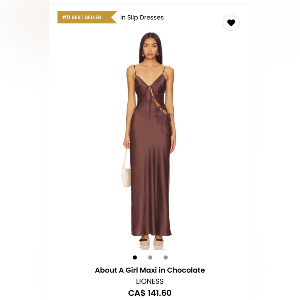 Lioness Chocolate Satin Lace-Up Maxi Dress